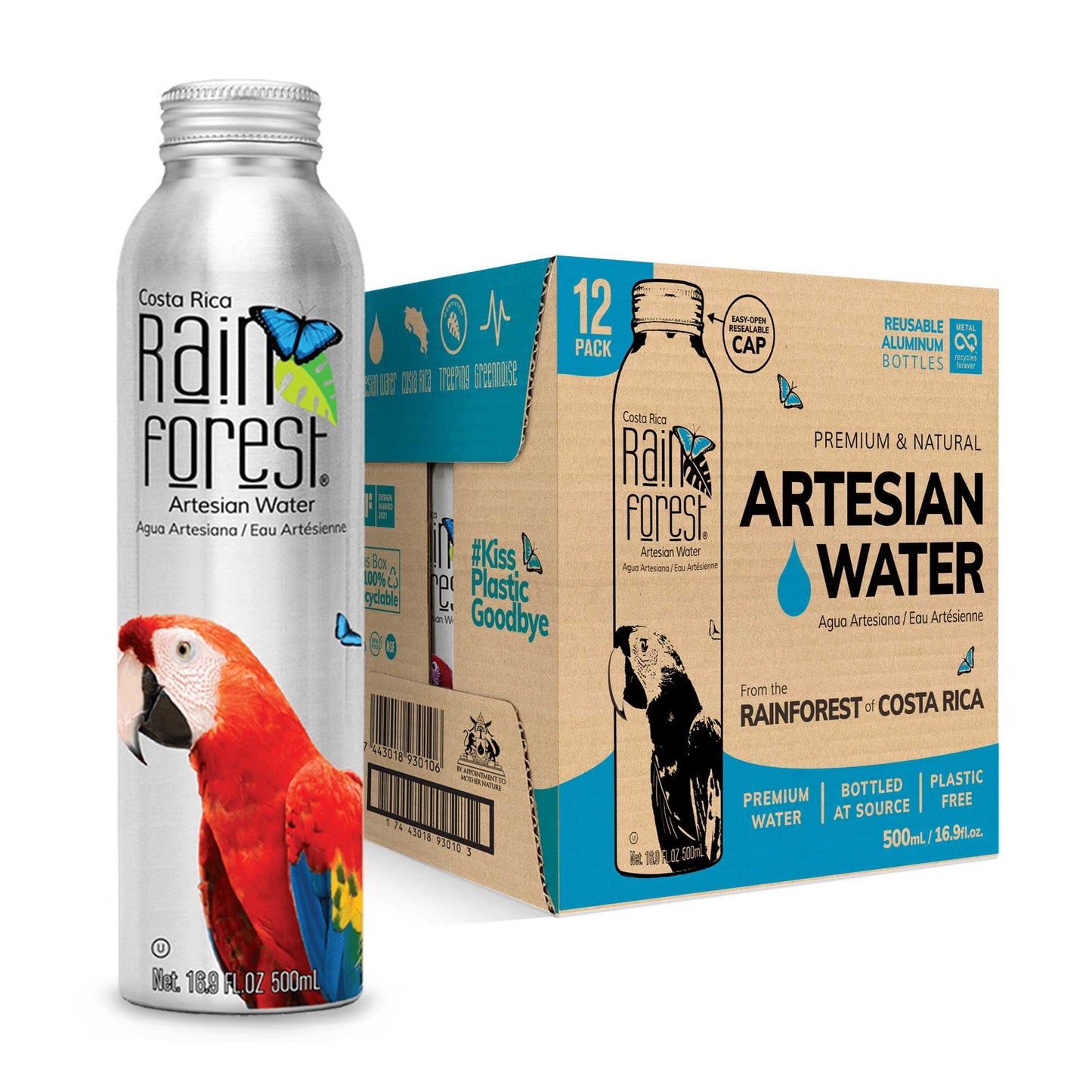 [Wholesale] RainForest Artesian Water Reusable Aluminum Bottle 500mL